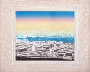 Vista aérea de Londres con borde decorativo