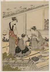 Mujeres en una casa de té, finales de la década de 1780