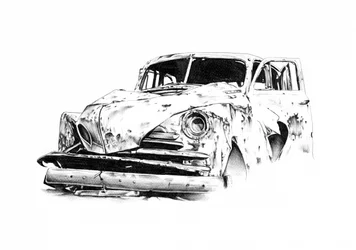 Coche clásico abandonado