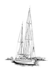 Boceto de un velero fondeado