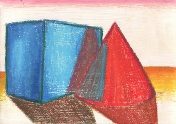 Cubo azul, cono rojo