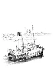 Dibujo clásico de un remolcador
