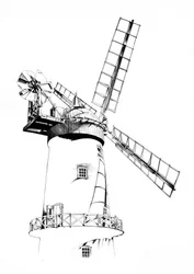 Dibujo clásico de un molino de viento