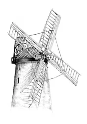 Boceto de un molino de viento clásico