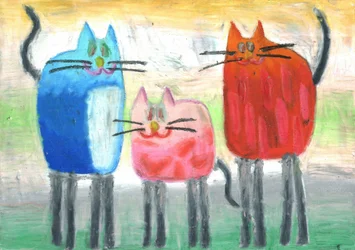 Trío de gatos de colores