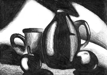Dibujo dramático de naturaleza muerta
