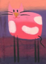 Gato rosa feliz