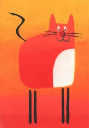 El gato rojo feliz