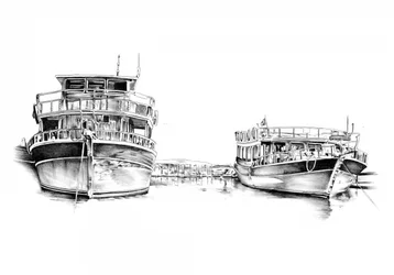 Boceto de los barcos Harbor