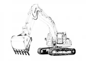 Boceto de una excavadora industrial