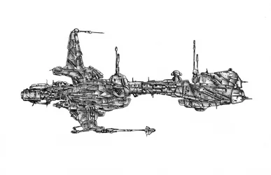 Una nave espacial de ciencia ficción de diseño complejo
