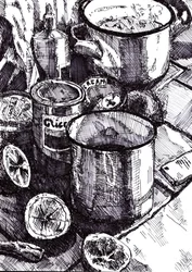 Preparativos en la cocina: Tinta