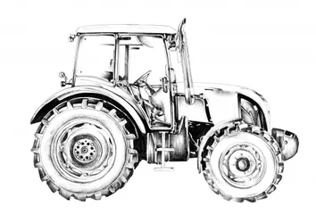 Boceto de un tractor moderno