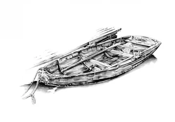 Dibujo de un viejo barco de madera