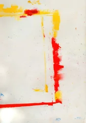 Trazos abstractos en rojo y amarillo