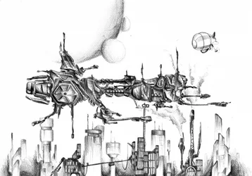Metrópolis industrial de ciencia ficción