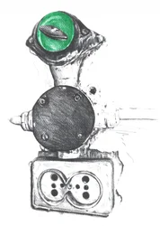 Dispositivo alienígena de estilo steampunk