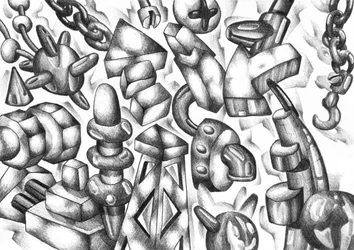 Maquinaria geométrica surrealista