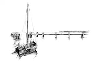 Dibujo de un velero en calma