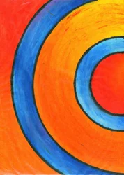 Círculos concéntricos de colores vivos