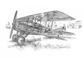 Dibujo de un biplano antiguo