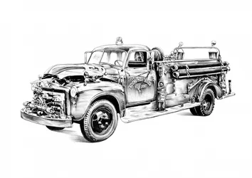 Dibujo de un camión de bomberos antiguo