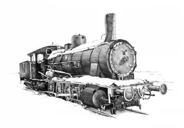 Locomotora antigua en la nieve