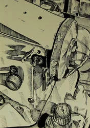 Boceto de una máquina de coser antigua