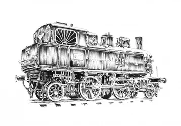 Dibujo de una locomotora de vapor antigua