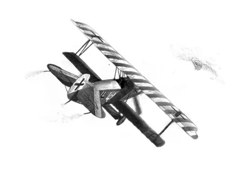 Dibujo de un triplano de combate de la Primera Guerra Mundial