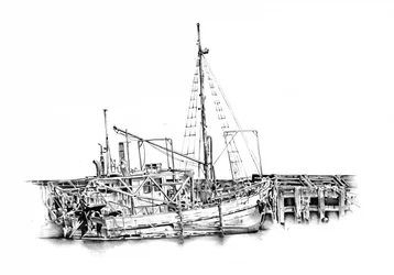 Barco de pesca desgastado por el tiempo