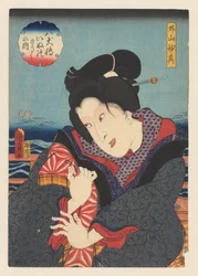 Sotoyama Myôshin en un balcón cerca del río
Sotoyama Myôshin (título del objeto)
Biografías de los ocho héroes caninos (título de la serie en el objeto)