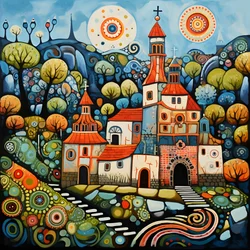 Pintura de un pueblo búlgaro, iglesia ortodoxa 3