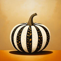 Oro blanco y negro, calabaza sobre fondo beige 4