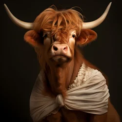 Vaca de las tierras altas como Marilyn Monroe 2