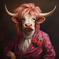 Vaca de las tierras altas como Marilyn Monroe 3