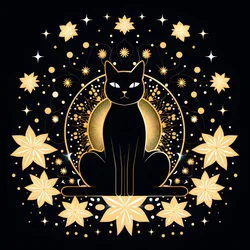 Gato en meditación sentado sobre una flor de loto 2