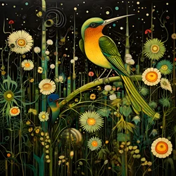 Colibríes y una rana en el bosque 3