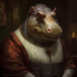 Retrato de un gran hipopótamo hembra republicano 1