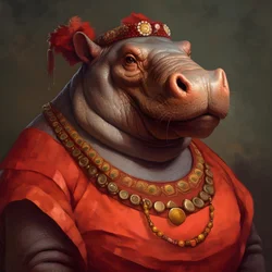 Retrato de un gran hipopótamo hembra republicano 2
