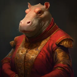 Retrato de un gran hipopótamo hembra de la antigua república 3