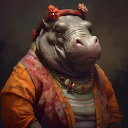 Retrato de un gran hipopótamo hembra republicano 4