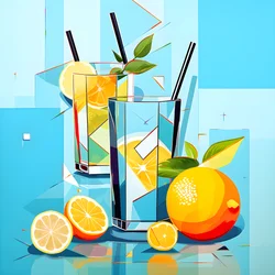 Cartel de limones, cócteles con limones, menta 2