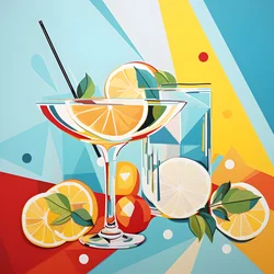 Cartel de limones, cócteles con limones, menta 4