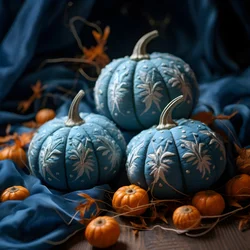 Stickereikuerbisse en Blautoenen 2
