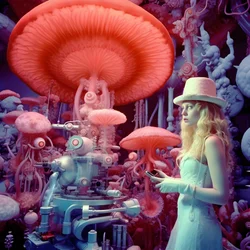 Microscopio electrónico de superresolución Toma de una mujer al estilo artístico de David LaChapelle 4