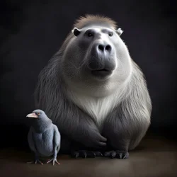 Carpincho mezclado con un gorila de espalda plateada 3