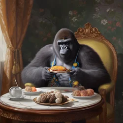 un gorila comiendo 3