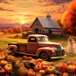 Una camioneta vintage en un atardecer de otoño 4