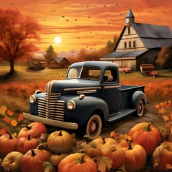 una vieja camioneta en una tarde de otoño al atardecer 1